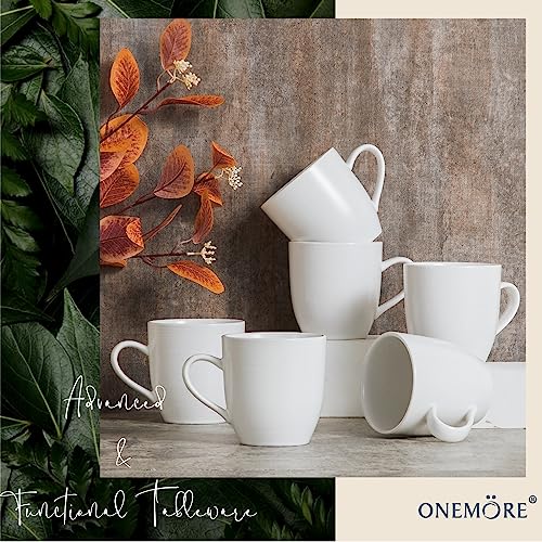 ONEMORE Coffee Mugs Set of 6, 16 oz Ceramic Mug with Handle for Tea Cocoa Milk Juice Latte Cappuccino, Large Speckled Coffee Cups for Men Women Home or Office Use Dishwasher & Microwave Safe, White