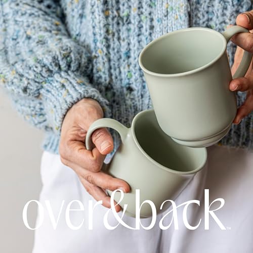over&back Rim Stoneware Coffee Mugs - 4-Piece Mug Set - Enjoy the Perfect Cup of Coffee, Tea, Latte, and More - Semi-Matte Sage - 16oz