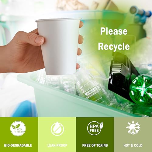 Galashield Paper Cups 10 Oz Disposable Coffee Cups Hot Cups To Go for Espresso, Hot Chocolate, Tea [50 Count]