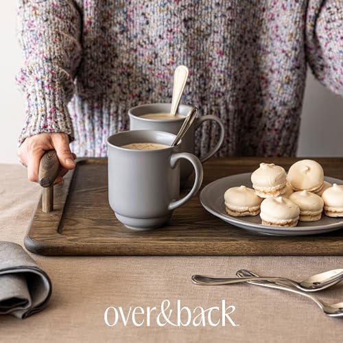 over&back Rim Stoneware Coffee Mugs - 4-Piece Mug Set - Enjoy the Perfect Cup of Coffee, Tea, Latte, and More - Semi-Matte Charcoal - 16oz