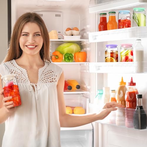 Honeydak 10 Pack Acrylic Glass Cups Lids 16 oz Mason Jars Lids with Straw Hole and Silicone Ring Reusable Replace Bamboo Lids Iced Coffee Cup Beer Can for Smoothie Boba Soda Tea Gift, Candy Color