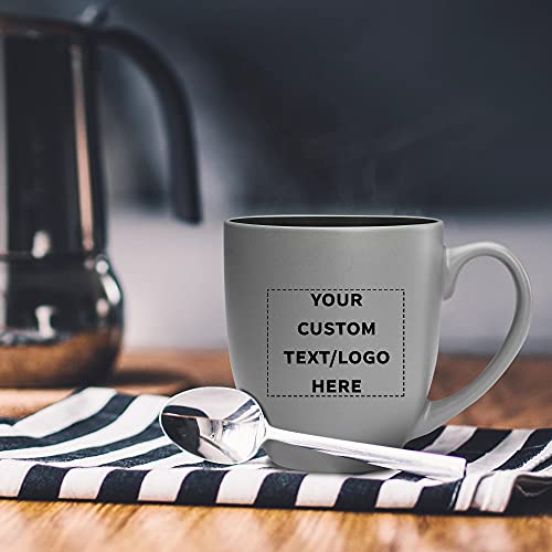 Custom Pop Out Bistro Two Tone Coffee Mugs 16 oz. Set of 10, Personalized Bulk Pack - Perfect for Coffee, Hot Cocoa and other Beverages - Black