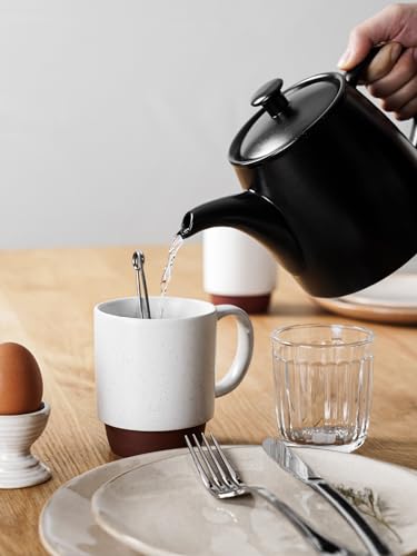 LE TAUCI Coffee Mugs, 16oz Ceramic Coffee Mugs Set of 2, Stackable Coffee Mug Sets, Easy Grip Microwave Safe Coffee Cup Sets, White