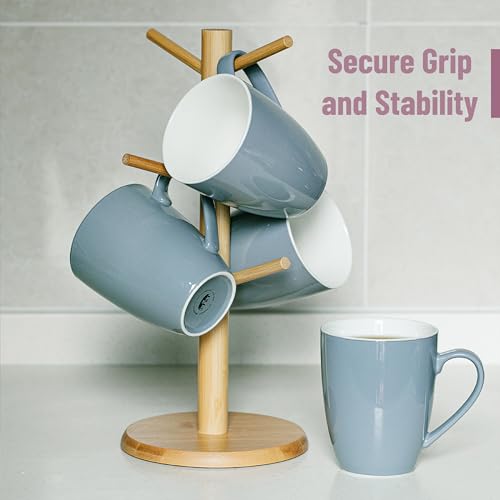 BTaT- Coffee Mugs, Set of 4, 16oz, Fine Bone China Porcelain, Gray Coffee Mugs for Coffee Mug Set, Large Coffee Mugs 16 OZ, Coffee Cups Set, Ceramic Coffee Mug sets, Coffee Cup Set, Gray Mugs