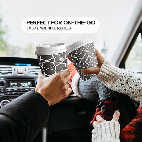 JOLLY PARTY Disposable Coffee Cups with Lids -10 oz (100 Sets) To Go Coffee Cups, Paper Coffee Cups for Beverages Espresso Tea, Suitable for Cafes,Offices and Home