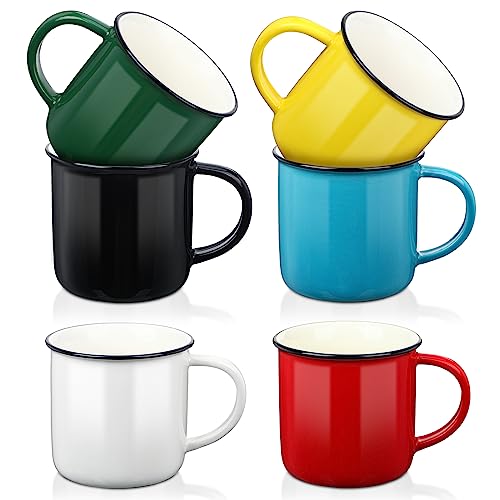 Tanlade Ceramic Coffee Mugs Set of 6, 10 oz Assorted Colored Coffee Mugs with Handle Coffee Mugs Set for Kitchen for Coffee, Tea, Cocoa, Christmas Thanksgiving Housewarming Party Gift