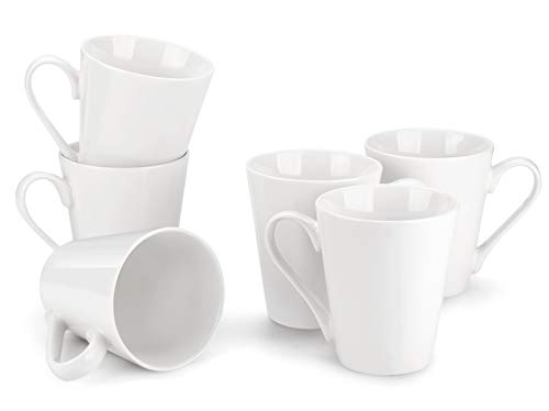 MIWARE 10 Ounce Porcelain Mugs, Set of 6, Tea and Coffee Mug Set, Ivory White (Ivory White, 10OZ)