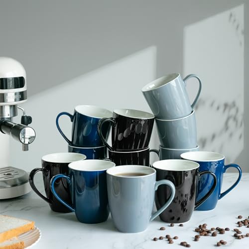 BTaT- Coffee Mugs, Set of 4, 16oz, Fine Bone China Porcelain, Gray Coffee Mugs for Coffee Mug Set, Large Coffee Mugs 16 OZ, Coffee Cups Set, Ceramic Coffee Mug sets, Coffee Cup Set, Gray Mugs