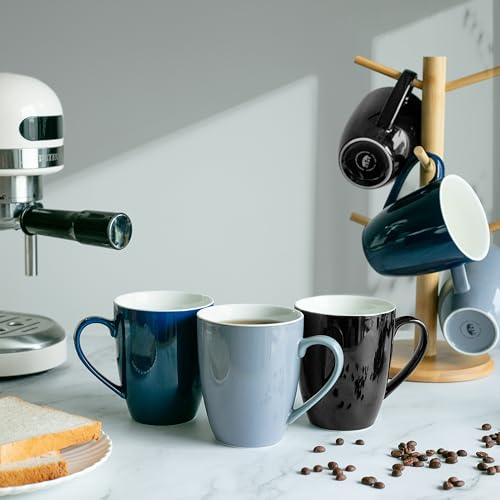 BTaT- Coffee Mugs, Set of 4, 16oz, Fine Bone China Porcelain, Gray Coffee Mugs for Coffee Mug Set, Large Coffee Mugs 16 OZ, Coffee Cups Set, Ceramic Coffee Mug sets, Coffee Cup Set, Gray Mugs