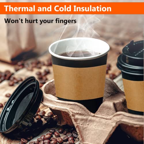 FVIEXE 300 Packs Coffee Sleeves, Disposable Coffee Cup Sleeve Kraft Paper Cup Sleeves for Hot and Cold Drinks, Coffee Holder Sleeves for 10oz, 12oz, 16oz, 20oz Paper Coffee Cups (Cup Not Included)