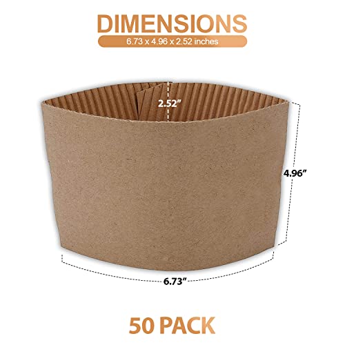1InTheOffice Corrugated Coffee Cup Sleeves For 10oz 12oz 16 oz (50 Pack)