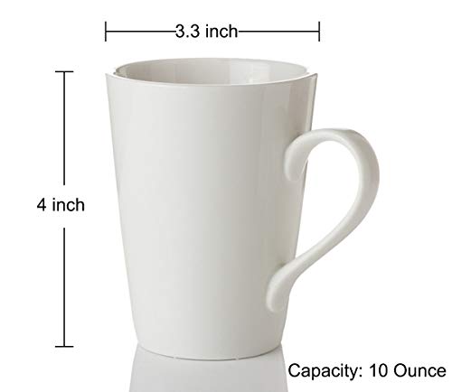MIWARE 10 Ounce Porcelain Mugs, Set of 6, Tea and Coffee Mug Set, Ivory White (Ivory White, 10OZ)