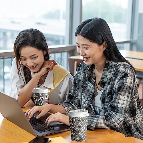 JOLLY PARTY Disposable Coffee Cups with Lids -10 oz (100 Sets) To Go Coffee Cups, Paper Coffee Cups for Beverages Espresso Tea, Suitable for Cafes,Offices and Home