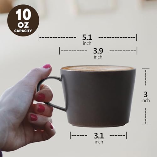 Vambechda 10 oz Ceramic Coffee Mug with Handle handmade in Japanese style American coffee latte suitable for office and home coffee bar