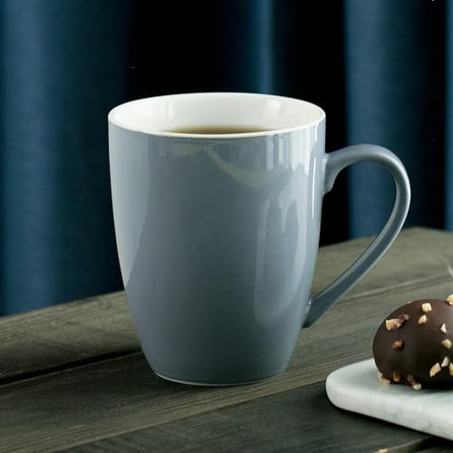 BTaT- Coffee Mugs, Set of 4, 16oz, Fine Bone China Porcelain, Gray Coffee Mugs for Coffee Mug Set, Large Coffee Mugs 16 OZ, Coffee Cups Set, Ceramic Coffee Mug sets, Coffee Cup Set, Gray Mugs