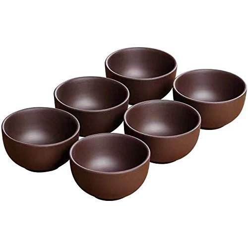 HonHeam Chinese Tea Tasting Cup Purple sand cup tasting cup small tea cup purple sand kung fu tea cup ceramic cup tea bowl cup set of 6 (purple)