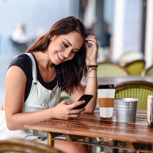 FVIEXE 300 Packs Coffee Sleeves, Disposable Coffee Cup Sleeve Kraft Paper Cup Sleeves for Hot and Cold Drinks, Coffee Holder Sleeves for 10oz, 12oz, 16oz, 20oz Paper Coffee Cups (Cup Not Included)