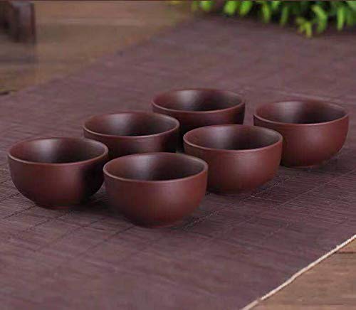 HonHeam Chinese Tea Tasting Cup Purple sand cup tasting cup small tea cup purple sand kung fu tea cup ceramic cup tea bowl cup set of 6 (purple)