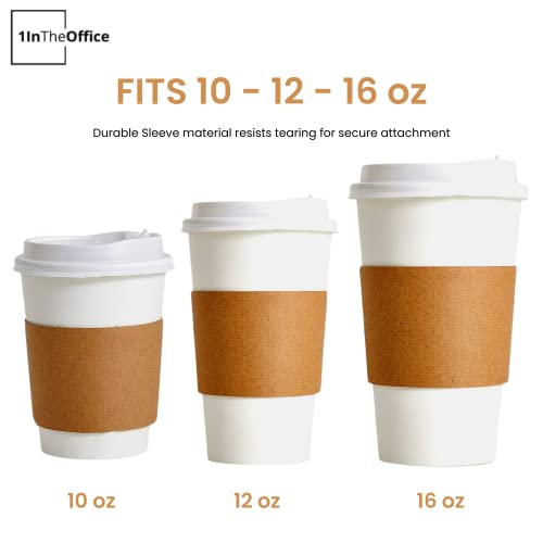 1InTheOffice Corrugated Coffee Cup Sleeves For 10oz 12oz 16 oz (50 Pack)