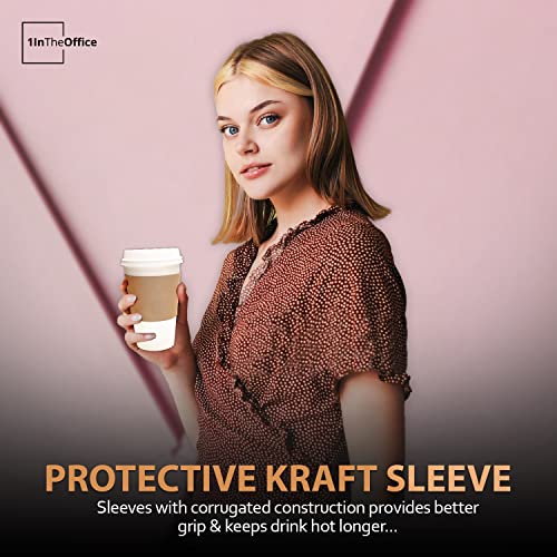 1InTheOffice Corrugated Coffee Cup Sleeves For 10oz 12oz 16 oz (50 Pack)
