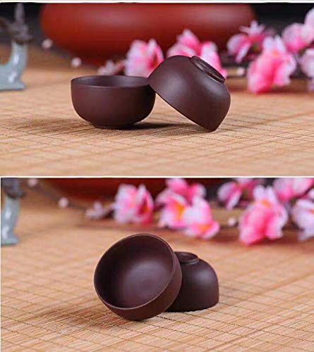 HonHeam Chinese Tea Tasting Cup Purple sand cup tasting cup small tea cup purple sand kung fu tea cup ceramic cup tea bowl cup set of 6 (purple)