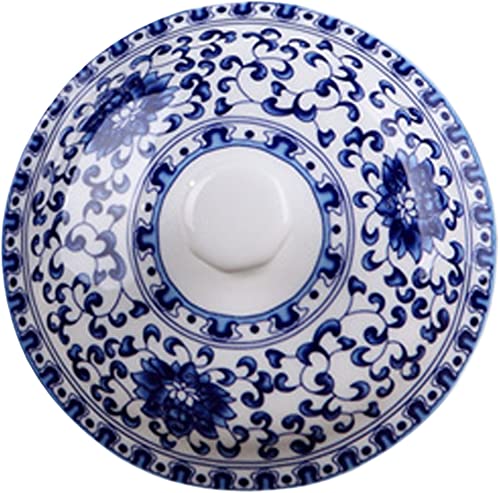 BandTie Convenient Travel Home Office Chinese Gongfu Loose Leaf Tea/Coffee Brewing System- Bone China Porcelain Cup / Mug with Lid, Blue Flowers