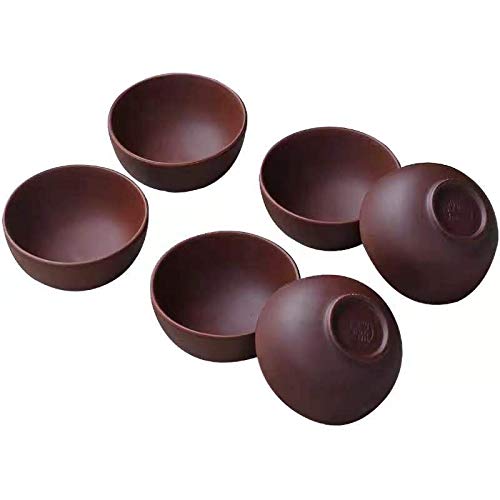 HonHeam Chinese Tea Tasting Cup Purple sand cup tasting cup small tea cup purple sand kung fu tea cup ceramic cup tea bowl cup set of 6 (purple)