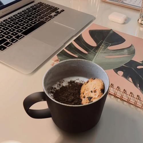 Vambechda 10 oz Ceramic Coffee Mug with Handle handmade in Japanese style American coffee latte suitable for office and home coffee bar