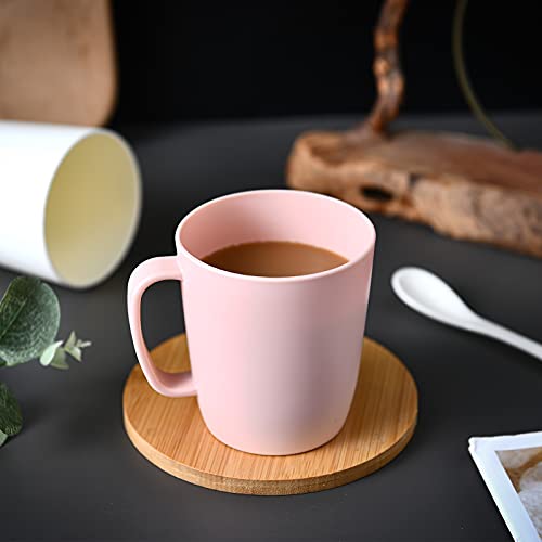 Kurala Coffee Mugs Set of 5, Plastic Coffee Cups Set, 10 Ounce Unbreakable Coffee Mug Plastic with Handle, 3 Basic Colors, Plastic Mug Dishwasher Safe