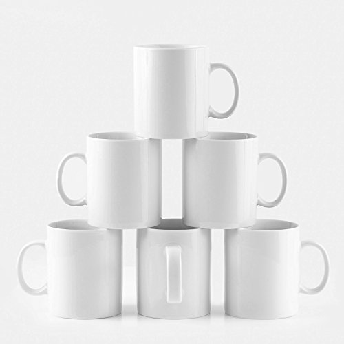 Amuse- Professional Barista Classic Large Mug for Coffee, Tea, Chocolate or Latte- Set of 6- 16 oz