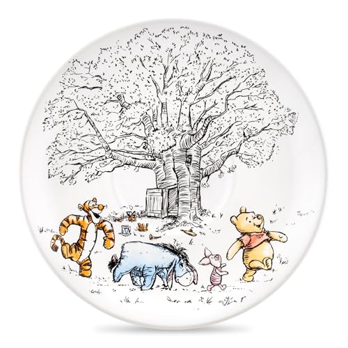 Silver Buffalo Disney Winnie the Pooh Walking Classic Scene Ceramic Teacup and Saucer, 12 Ounces
