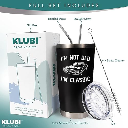 KLUBI Birthday Gifts for Men Unique Im Not Old Im Classic Mug Mens Birthday Gift Ideas 20oz Grandpa Gifts for Father's Day Gifts for Birthday Dad Birthday Gift for Grandpa Birthday Gifts for Husband