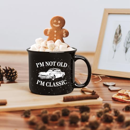 YHRJWN Grandpa Coffee Mug, I' m Not Old I' m Classic Coffee Mug, Classic Car Gifts, Old People Mug for Men, Gifts for Christmas Birthday Fathers Day, Retirement Gifts for Men, Dad Gifts, 15 Oz