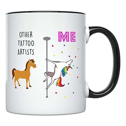 YouNique Designs Tattoo Artist Mug, 11 Ounces, Cups For Tattoo Artists, Tattoo Artist Coffee Mug For Men And Women, Tattoo Artist Gifts, Tattoo Artist Supplies (Black Handle)