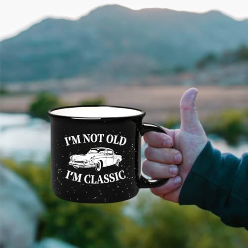 YHRJWN Grandpa Coffee Mug, I' m Not Old I' m Classic Coffee Mug, Classic Car Gifts, Old People Mug for Men, Gifts for Christmas Birthday Fathers Day, Retirement Gifts for Men, Dad Gifts, 15 Oz