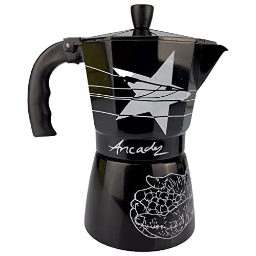 Puerto Rican Artists Edition Espresso Maker Aluminum StoveTop 6 Cup Coffee Maker with 4oz Cafe Oro Ground Coffee Sample (Puerto Rican Star/Coffee Plant)