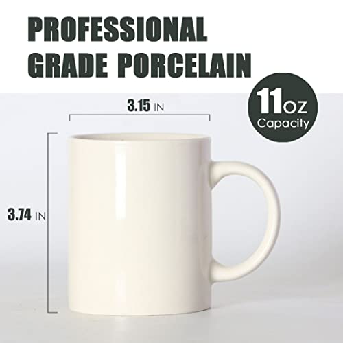11 oz Porcelain Coffee Mug, Smilatte Classic Ceramic Cup with Hanlde for Latte Cappuccino Tea, White