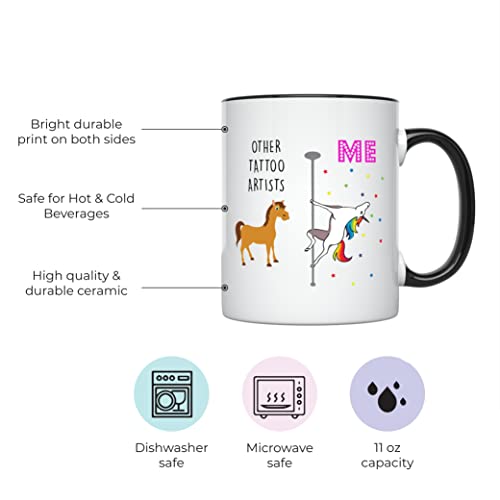 YouNique Designs Tattoo Artist Mug, 11 Ounces, Cups For Tattoo Artists, Tattoo Artist Coffee Mug For Men And Women, Tattoo Artist Gifts, Tattoo Artist Supplies (Black Handle)
