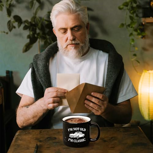 YHRJWN Grandpa Coffee Mug, I' m Not Old I' m Classic Coffee Mug, Classic Car Gifts, Old People Mug for Men, Gifts for Christmas Birthday Fathers Day, Retirement Gifts for Men, Dad Gifts, 15 Oz