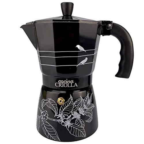 Puerto Rican Artists Edition Espresso Maker Aluminum StoveTop 6 Cup Coffee Maker with 4oz Cafe Oro Ground Coffee Sample (Puerto Rican Star/Coffee Plant)