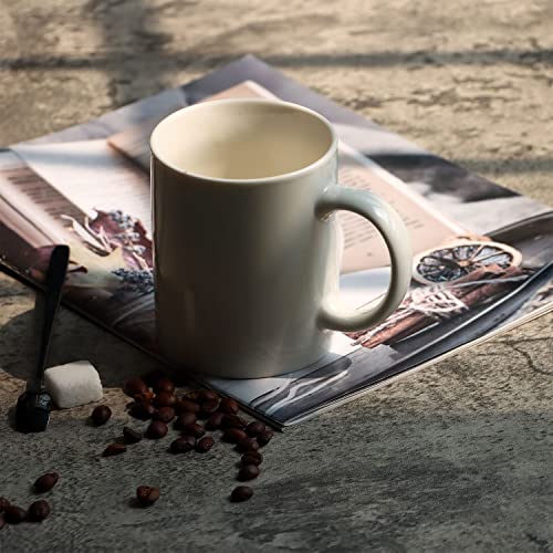 11 oz Porcelain Coffee Mug, Smilatte Classic Ceramic Cup with Hanlde for Latte Cappuccino Tea, White