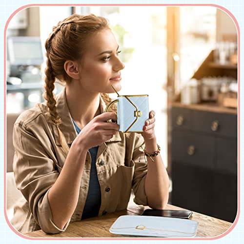 Sliner 4 Sets Coffee Mug Handbag Shaped Ceramic Tea Cup with Saucer Spoon 10 Oz/ 310 ml Purse Gift Mug for Office Home Coffee Tea Hot Chocolate Cappuccino(Classic)