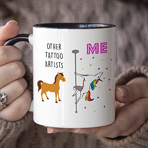 YouNique Designs Tattoo Artist Mug, 11 Ounces, Cups For Tattoo Artists, Tattoo Artist Coffee Mug For Men And Women, Tattoo Artist Gifts, Tattoo Artist Supplies (Black Handle)