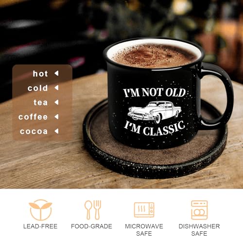 YHRJWN Grandpa Coffee Mug, I' m Not Old I' m Classic Coffee Mug, Classic Car Gifts, Old People Mug for Men, Gifts for Christmas Birthday Fathers Day, Retirement Gifts for Men, Dad Gifts, 15 Oz