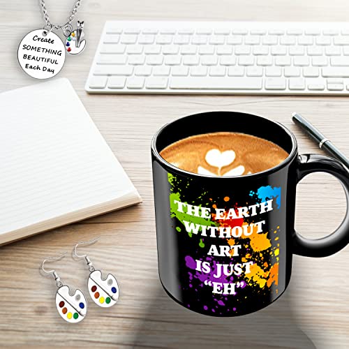 LittleBlueDeer Art Lover Gifts for Women,Artist Mugs for Coffee,Art Coffee Mugs for Women,Artistic Coffee Cups,Art Teacher Scarf,Artist Necklace for Girls