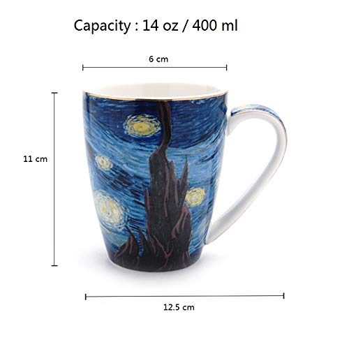 Coffeezone Vincent Van Gogh Art The Starry Night Porcelain Coffee Mug (Americano 14 oz)