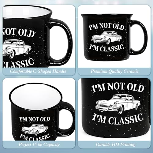YHRJWN Grandpa Coffee Mug, I' m Not Old I' m Classic Coffee Mug, Classic Car Gifts, Old People Mug for Men, Gifts for Christmas Birthday Fathers Day, Retirement Gifts for Men, Dad Gifts, 15 Oz
