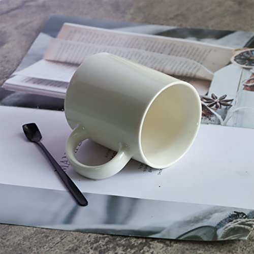 11 oz Porcelain Coffee Mug, Smilatte Classic Ceramic Cup with Hanlde for Latte Cappuccino Tea, White