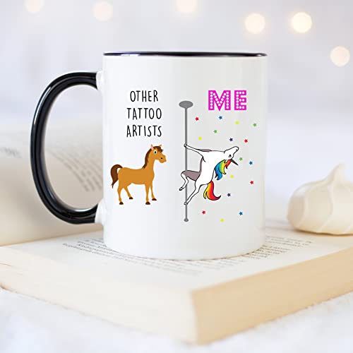 YouNique Designs Tattoo Artist Mug, 11 Ounces, Cups For Tattoo Artists, Tattoo Artist Coffee Mug For Men And Women, Tattoo Artist Gifts, Tattoo Artist Supplies (Black Handle)