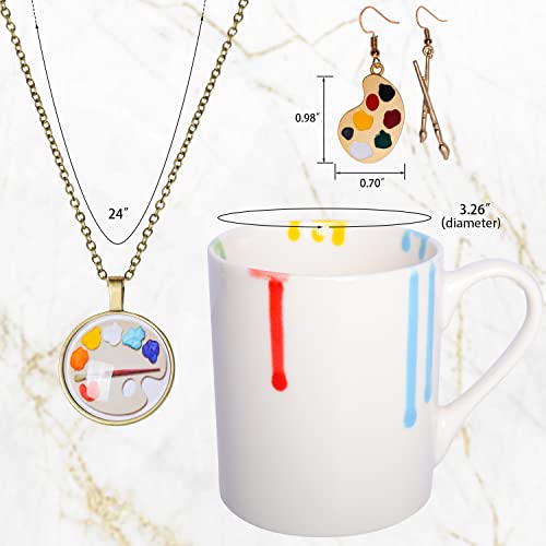 LittleBlueDeer Art Coffee Mugs for Women,Coffee Cup for Artist,Art Teacher Scarf,Artist Necklace for Girls,Art Lover Gifts for Women